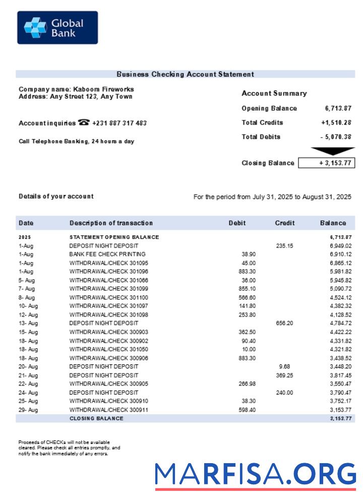 Printable Global business firm statement Word and PDF format (1) download for verification